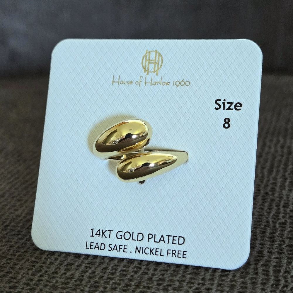 House🏠 of Harlow 1960 Gold💛 Raindrops💧 Bypass Ring💍 - Picture 9 of 15